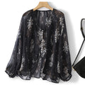 Summer French Elegant Long Sleeve V-Neck Floral Sun-Protection Shirt