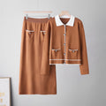 Fall-Winter Korean Knit Wool Camellia Skirt + Sweater + Top 2-Piece Set