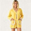 Casual Fashion Long Sleeve Patchwork Fringe Cardigan + Shorts Set