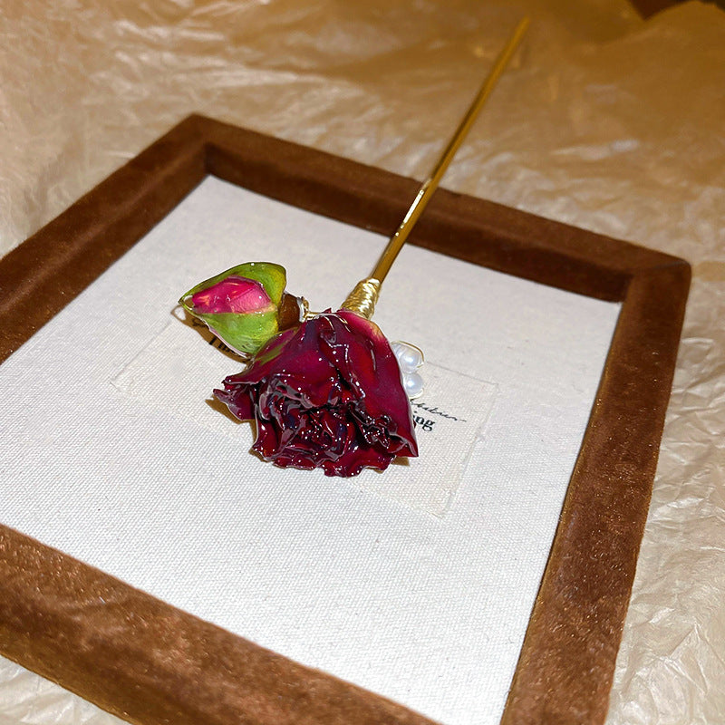 Vintage Rose Pearl Hair Stick - view 4
