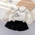 Girls' Shirt and Pleated Skirt Set - Anti-Flash Lining