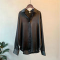 Spring-Summer Retro Versatile Satin Long Sleeve Drapey Shirt