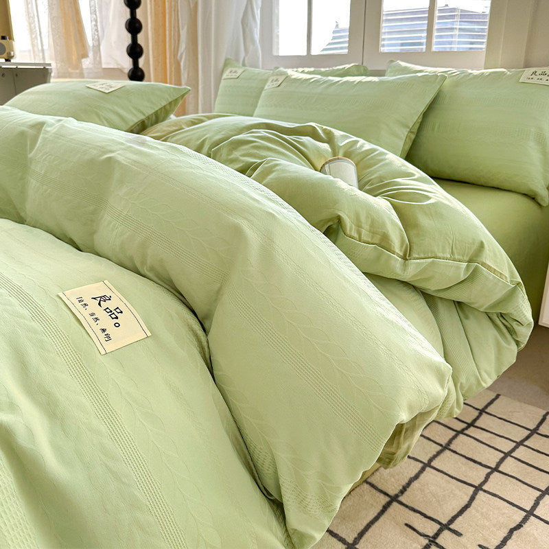Cotton Waffle-Weave 4-Piece Bedding Set – Minimalist Soft Comfort - view 2