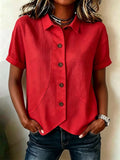Summer Casual Short Sleeve Asymmetric Shirt