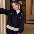 Girls' Lace Trim Base Layer & Half Zip Hoodie Set - Sports