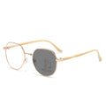 New Fashionable Metal Big Frame Progressive Reading Glasses Anti-Blue Distance-Near Dual Photochromic Elderly Glasses