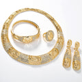 Middle East Overseas Round Cutout Rhinestone Jewelry Retro Statement Necklace Bangle Earrings Ring Set Bestseller Women