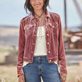 Women's Workwear Velvet Cropped Jacket + Top 2026 | Trendy Jacket - Soft Pink