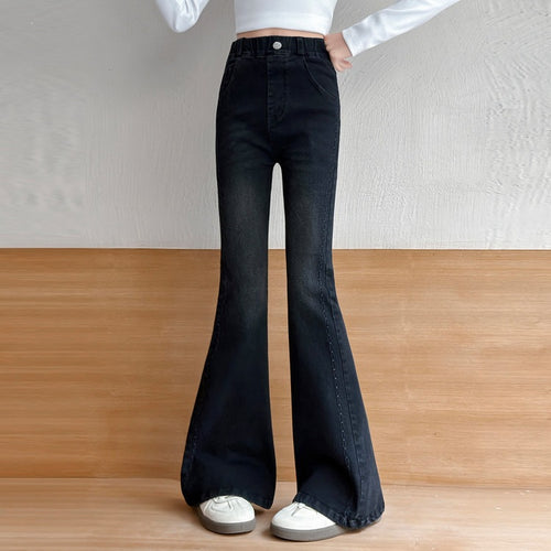 Girls' Black High-Rise Flared Pants