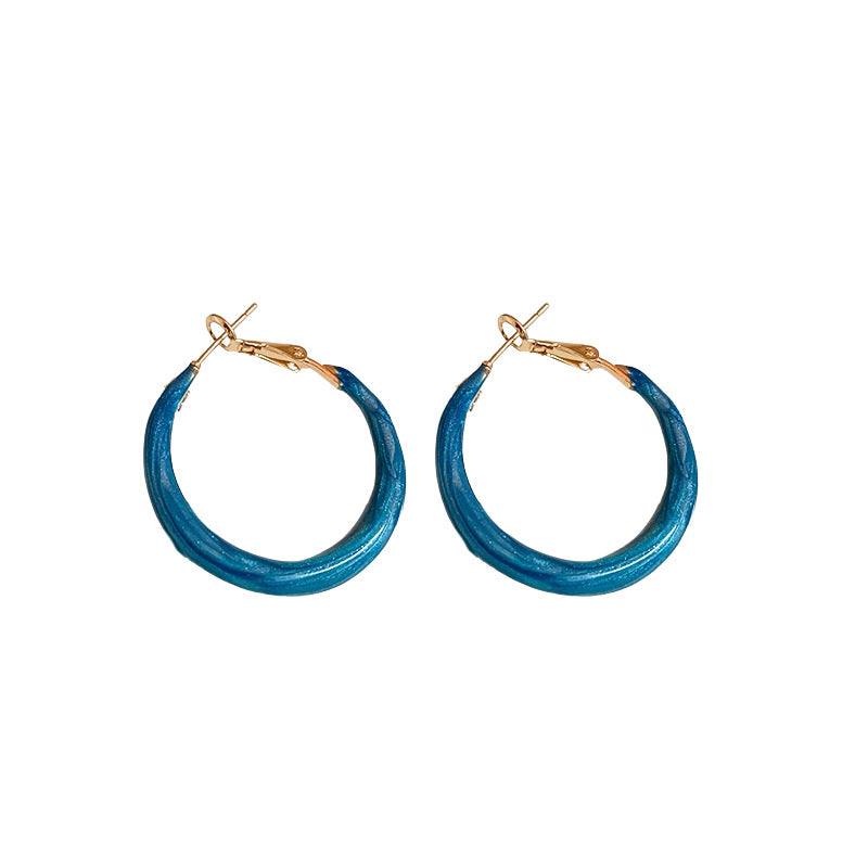 Enamel Ombre Circle Hoop Earrings - view 5