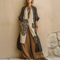 Women's Bohemian Vacation V-Neck Printed Sun-Protection Loose Dress + Long Skirt 2026 - AK-1158-1