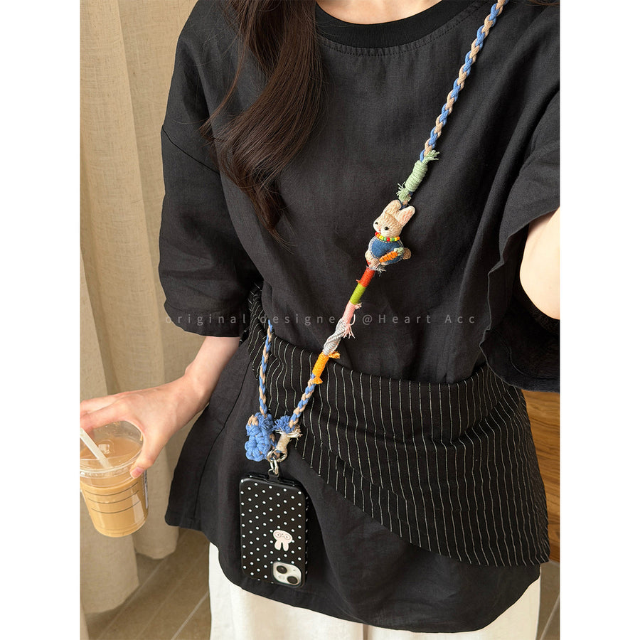 Handwoven Penguin and Bunny Phone Charm - view 7