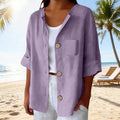 Summer Retro Fashion Linen Cotton Short Sleeve Loose Cardigan + Shirt