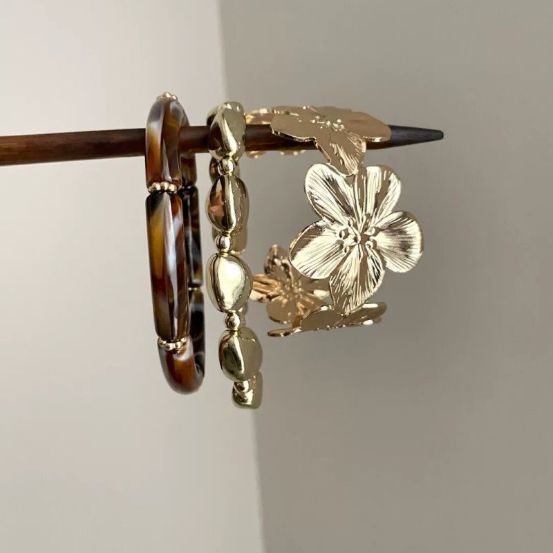 Metal Crossed Open Cuff Bracelet - view 3