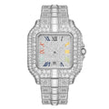 Export Overseas Hot Sale Fashionable Square Rhinestone Full Diamond Mens Watch La Horse Engrave Degree Premium Waterproof Quartz Watch
