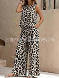 Women's Ethnic Sleeveless Slit Drapey Loose Wide Leg Pants + Tank Top 2-Piece Set 202 - 【LTA】◆1