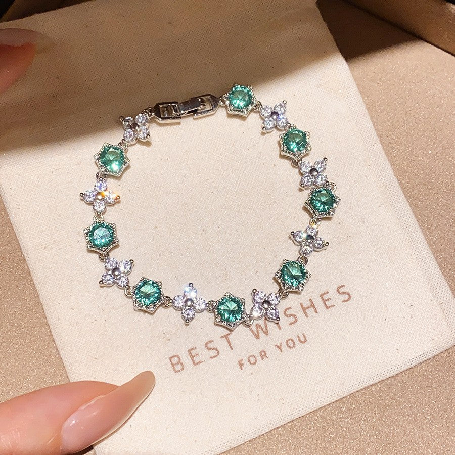 18K Gold-Plated Zircon Flower Bracelet - view 12