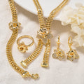 EU/US Import Dubai Gold 18K Personality ins Necklace Bracelet Set Earrings Ring India Knot Wedding Women Accessory Set
