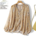 Summer French Elegant Long Sleeve V-Neck Floral Sun-Protection Shirt