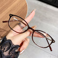 Anti-Blue-Light Reading Glasses Korean Book Nerd Ultra-Light Overseas Oval Round Retro Plano Single Vision Fashionable Reading Glasses
