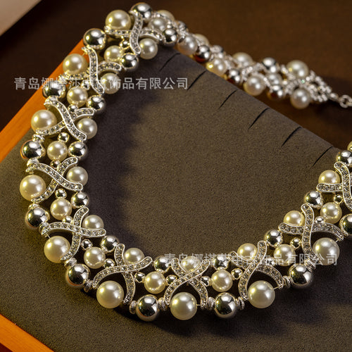Vintage Accessory Height Stock Imperial Breeze Western Fashionable Pearl Light Luxury Premium Clavicle Chain Heavy-Duty Necklace Jewelry