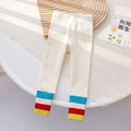Girls' Color Block Ribbed Leggings - Spring/Fall Slim Pants