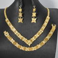 Overseas Dubai Middle East Copper Gold Plated 4th Corner Star Jewelry Set Women Necklace Bracelet Set Earrings Bride Wedding Set