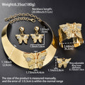Dubai 18K Gold Butterfly Rhinestone Necklace Earrings Set Ring Bangle Women Banquet Jewelry Set Cubic Zirconia Rhinestone