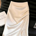 Summer Elegant Satin Lace Slit Skirt