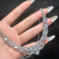 Imperial Breeze Super Sparkle Rhinestone Geometric Teardrop Stud Earring Necklace Set Women Personality Clavicle Chain Light Luxury Premium Necklace