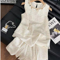 Women's Summer French Ethnic Sleeveless Hollow-Out Loose Tank Top 2-Piece Set 2026 - Apricot