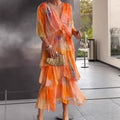Gradient Print Layered Dress - European Style Fashion Dress for Spring Summer