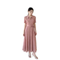 Pleated Embroidered Rhinestone Fitted Dress, 2023 Summer New