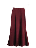 Fall French Elegant Satin High Waist Drapey Skirt
