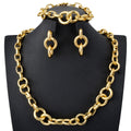 Western Jewelry Set Geometric Round Band Mutual Clasp Pair Band Necklace Bracelet Set Earrings Set Women Fashionable Versatile