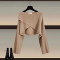 Fall-Winter Fashion Slimming Plus Size Knit Wool Wide Leg Pants + Sweater + Shirt 3-Piece Set