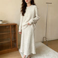 Fall-Winter Elegant Minimal Knit Wool Crew Neck Loose Skirt + Sweater + Top 2-Piece Set