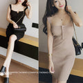 Nightclub Sexy Button Wrap Bodycon Knit Camisole Dress