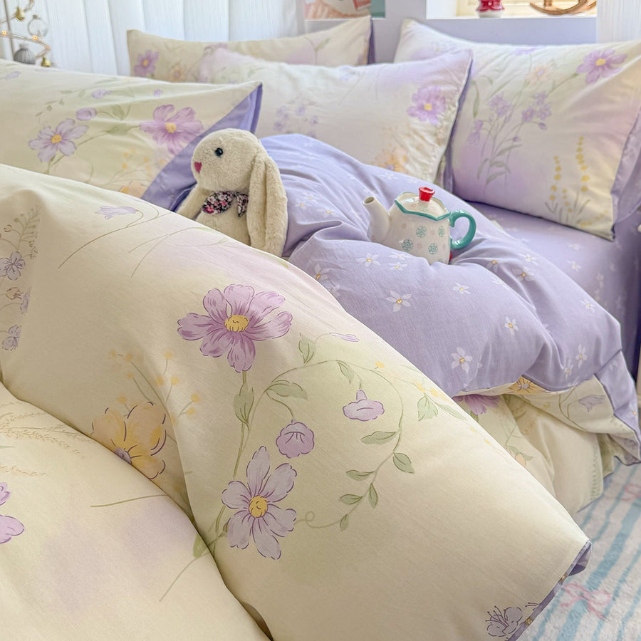 Wind Grain Whisper Floral Print Cotton 4-Piece Bedding Set - view 5