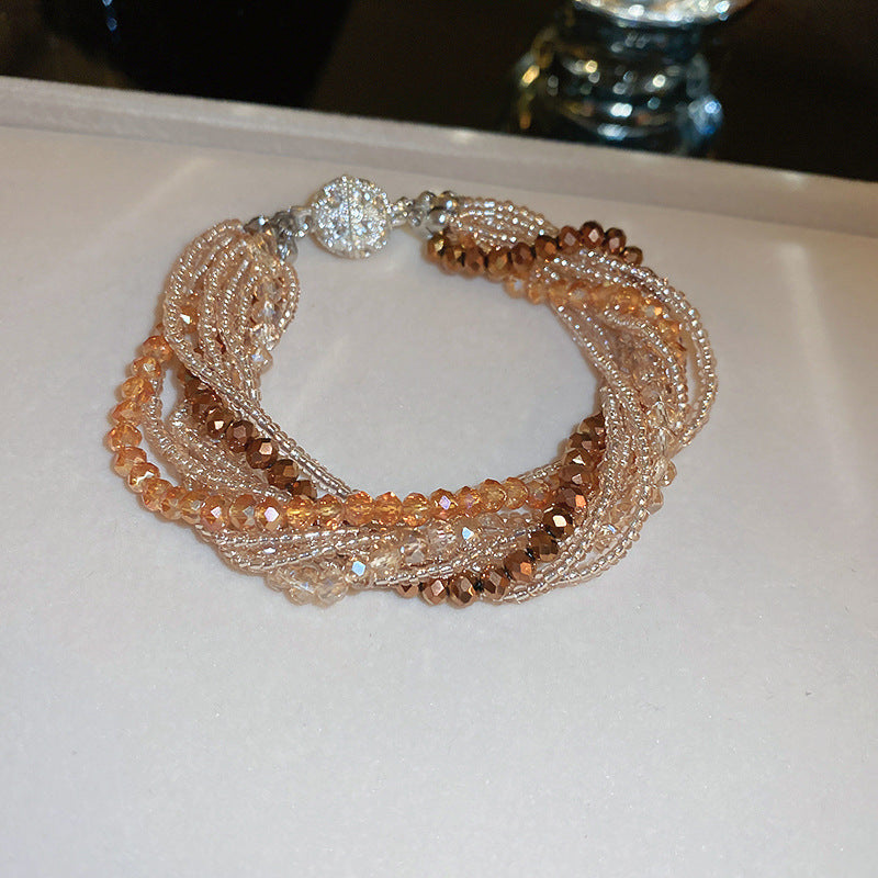 French Rhinestone Floral Adjustable Bracelet - view 9