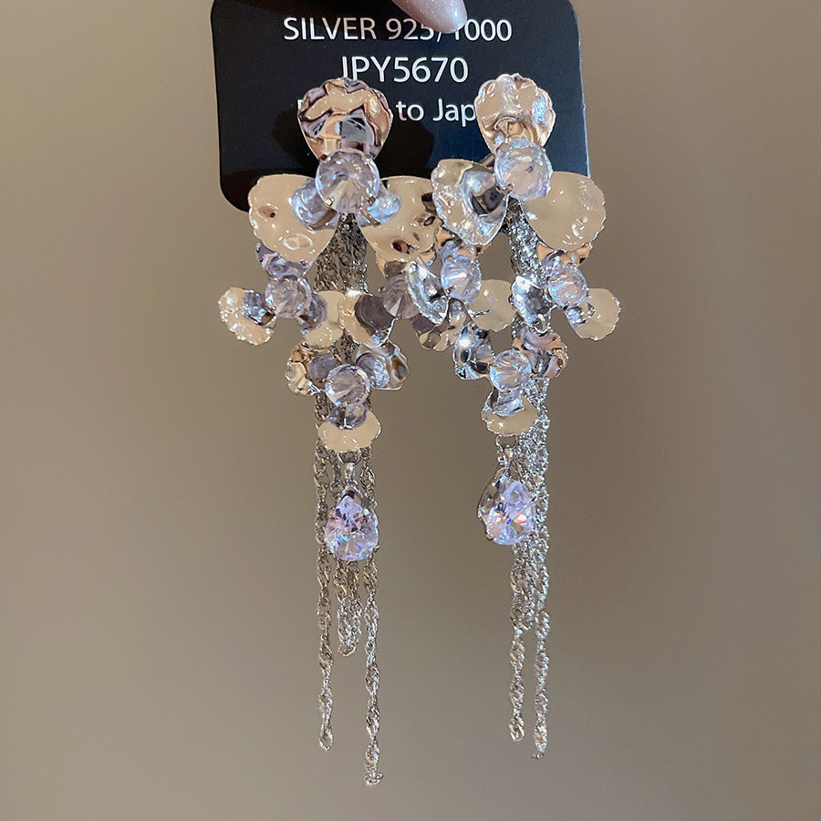 Sparkling Zircon Tassel Hook Earrings - view 11