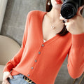Women's Fall Korean Fashion V-Neck Cropped Knit Top + Cardigan 2026 - White