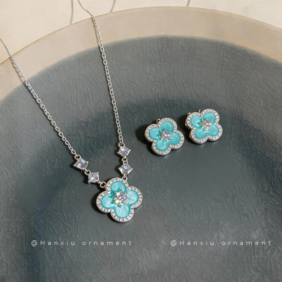 Blue Zircon Flower Stud Earrings - view 2