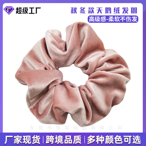 Amazon Elegant Velvet Snake Hair Tie Pleated Hair Tie Fall/Winter Large Scrunchie Factory Wholesale High-Stretch Force