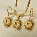 Stainless Necklace Earrings Set Wholesale Overseas South Beautiful Fashionable Geometric Simple Heart 2-Piece Set Women