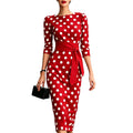 2026 Retro Polka Dot Fitted Mid-Length Dress