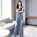 Summer Fashion Elegant Wide Leg Pants 2-Piece Set