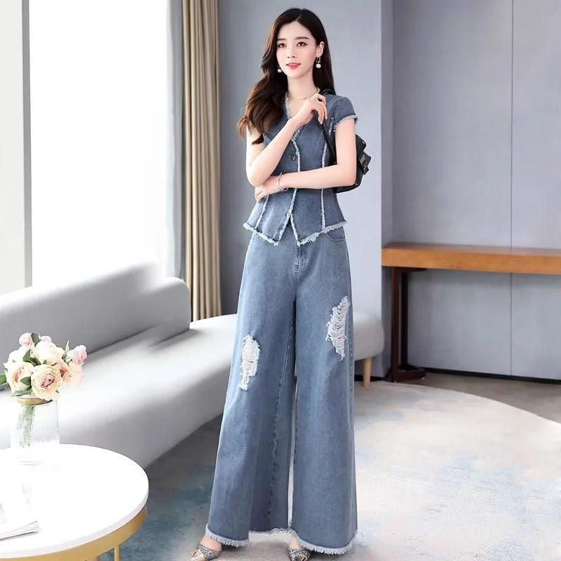 Summer Fashion Elegant Wide Leg Pants 2-Piece Set