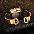 CANSNOW New Open End Bangle Watch Rhinestone Dial Square Girls Watch Cutout Bangle Watch In Stock