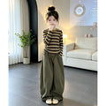Girls' Striped Cord Tee & Curved-Leg Pants Set